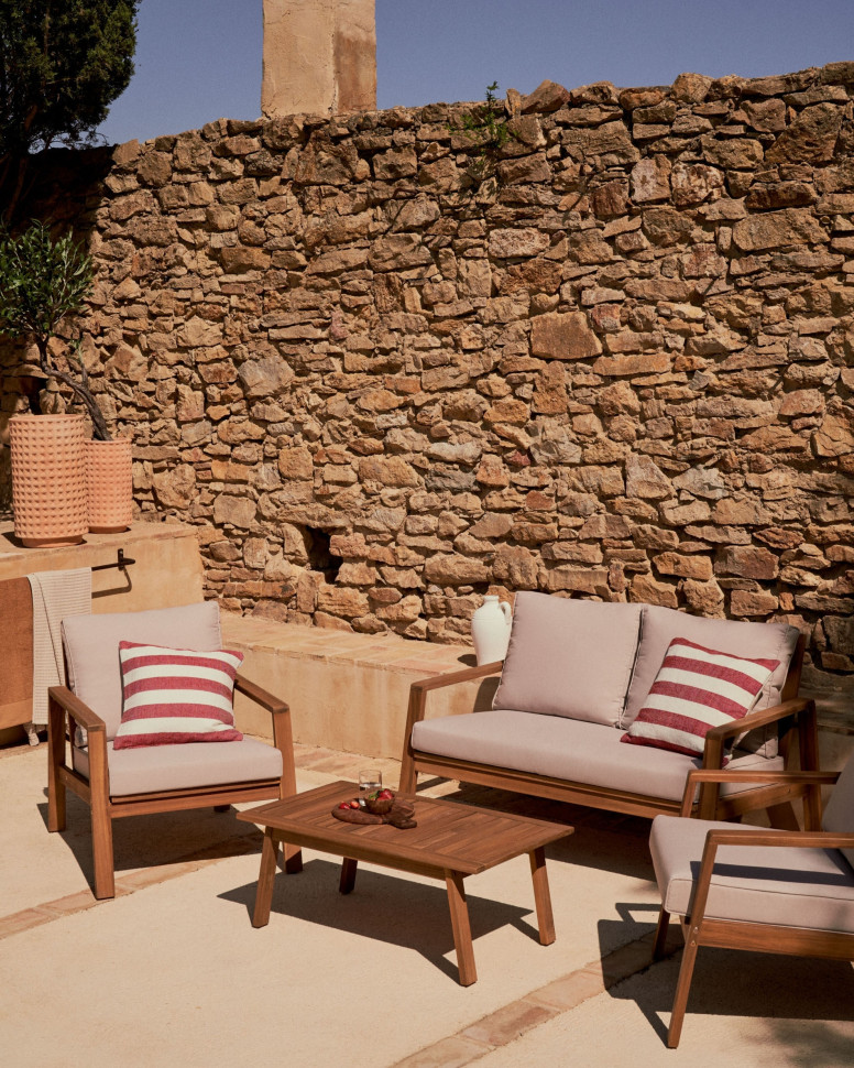 Комплект мебели для отдыха La Forma Frares 126 x 85 x h77 см, из массива акации, натуральный