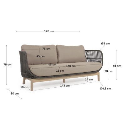 3-местный диван La Forma Catalina 170 x 80 x h78 см, зелёный