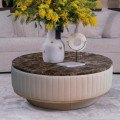 Журнальный столик Keoma Melania диаметр 102 x h41 см, мрамор и ткань