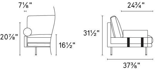 Размеры Диван Calligaris Mies Roll CS3447