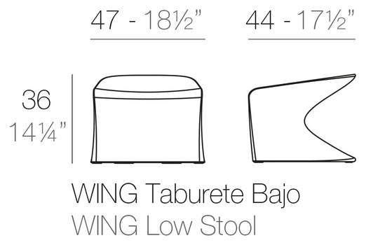 Размеры Табурет Vondom Wing