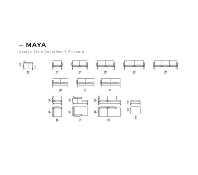 Диван 3-местный Maya Prianera Prianera 205 x 96 x 90h nc93315