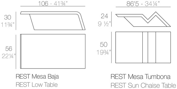 Размеры Журнальный стол Vondom Rest