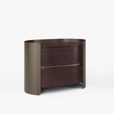 Прикроватная тумба Fratelli Barri Melfi 60 x 45 x h50 см, дымчатый шпон ореха, матовая латунь