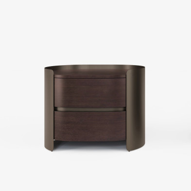 Прикроватная тумба Fratelli Barri Melfi 60 x 45 x h50 см, дымчатый шпон ореха, матовая латунь