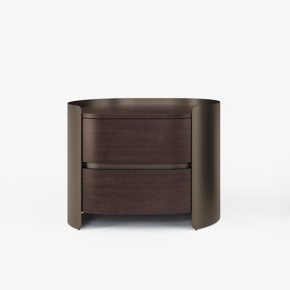 Прикроватная тумба Fratelli Barri Melfi 60 x 45 x h50 см, дымчатый шпон ореха, матовая латунь - фото товара