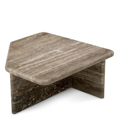 Журнальный столик Eichholtz Ciro S 70 x 70 x h35 см, из серебристого травертина