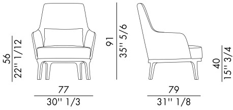 Размеры Кресло Eforma Max lounge base legno