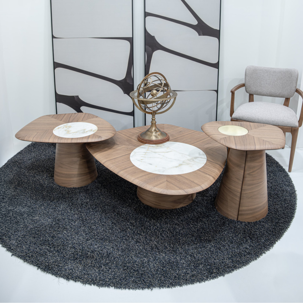 Журнальный столик Hurtado Legacy 75 x 67 x h45 см, натуральный матовый орех, с керамогранитной вставкой - материал