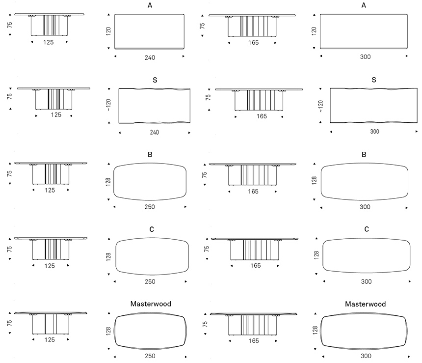 Размеры Стол Cattelan Italia Papel Wood