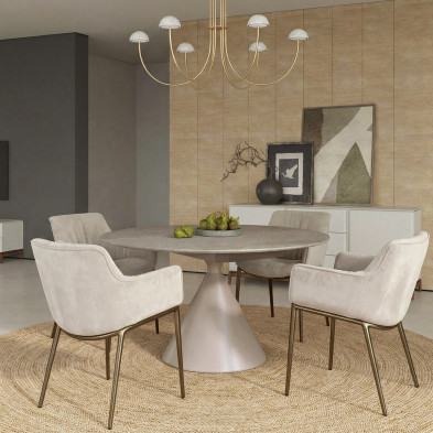 Обеденный стол раздвижной Mod Interiors Toledo, диаметр 90/135 x h76 см, столешница стеклокерамика