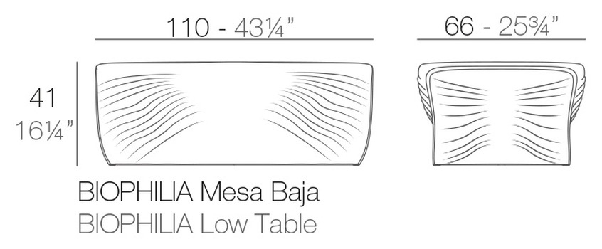 Размеры Журнальный стол Vondom Biophilia