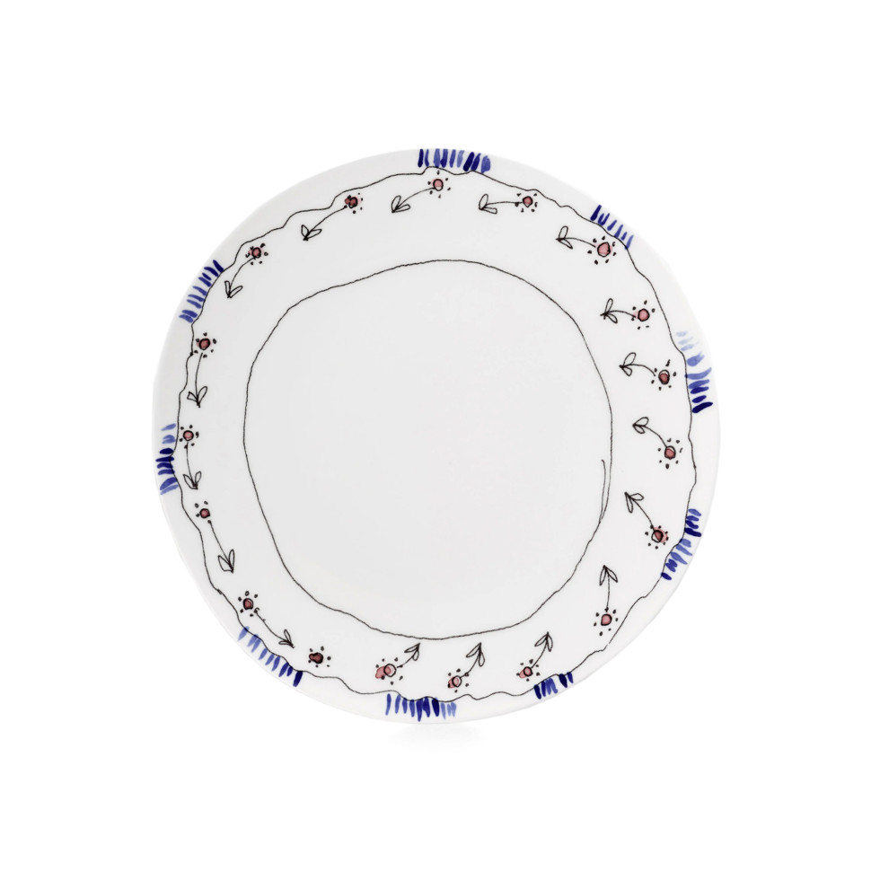 Комплект из 2-х тарелок для завтрака Serax MIDNIGHT FLOWERS, диаметр 20 см, синий, фарфор