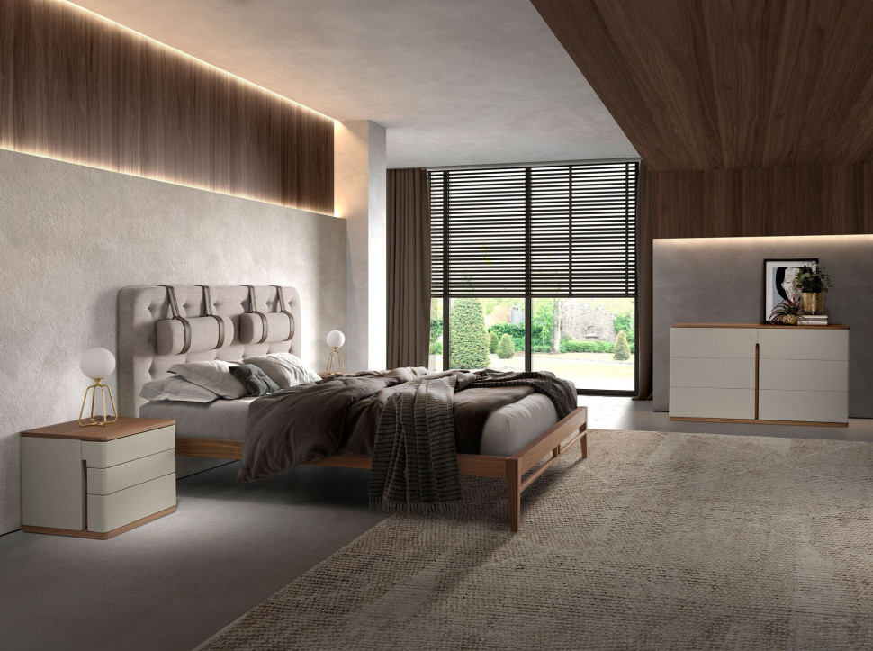 Комод Angel Cerda 7168/MC2320DR 135 x 48 x h76 см, серый лак и шпон ореха