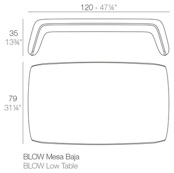 Размеры Журнальный стол Vondom Blow