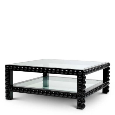Журнальный столик Eichholtz Kenton 110 x 110 x h45,5 см, чёрное дерево, стекло