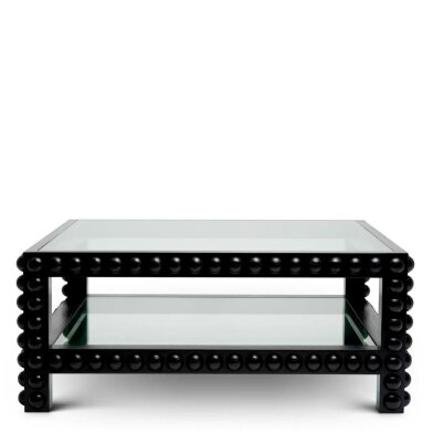 Журнальный столик Eichholtz Kenton 110 x 110 x h45,5 см, чёрное дерево, стекло