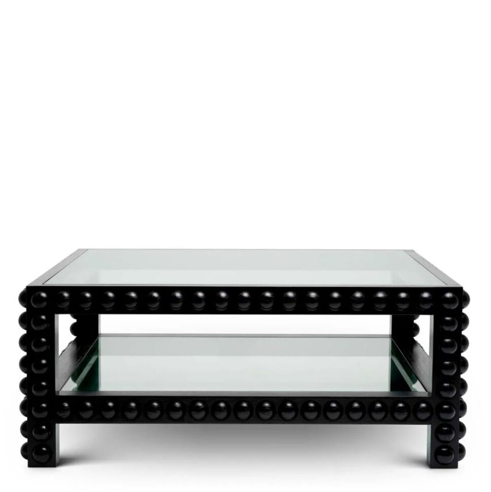 Журнальный столик Eichholtz Kenton 110 x 110 x h45,5 см, чёрное дерево, стекло - фото товара