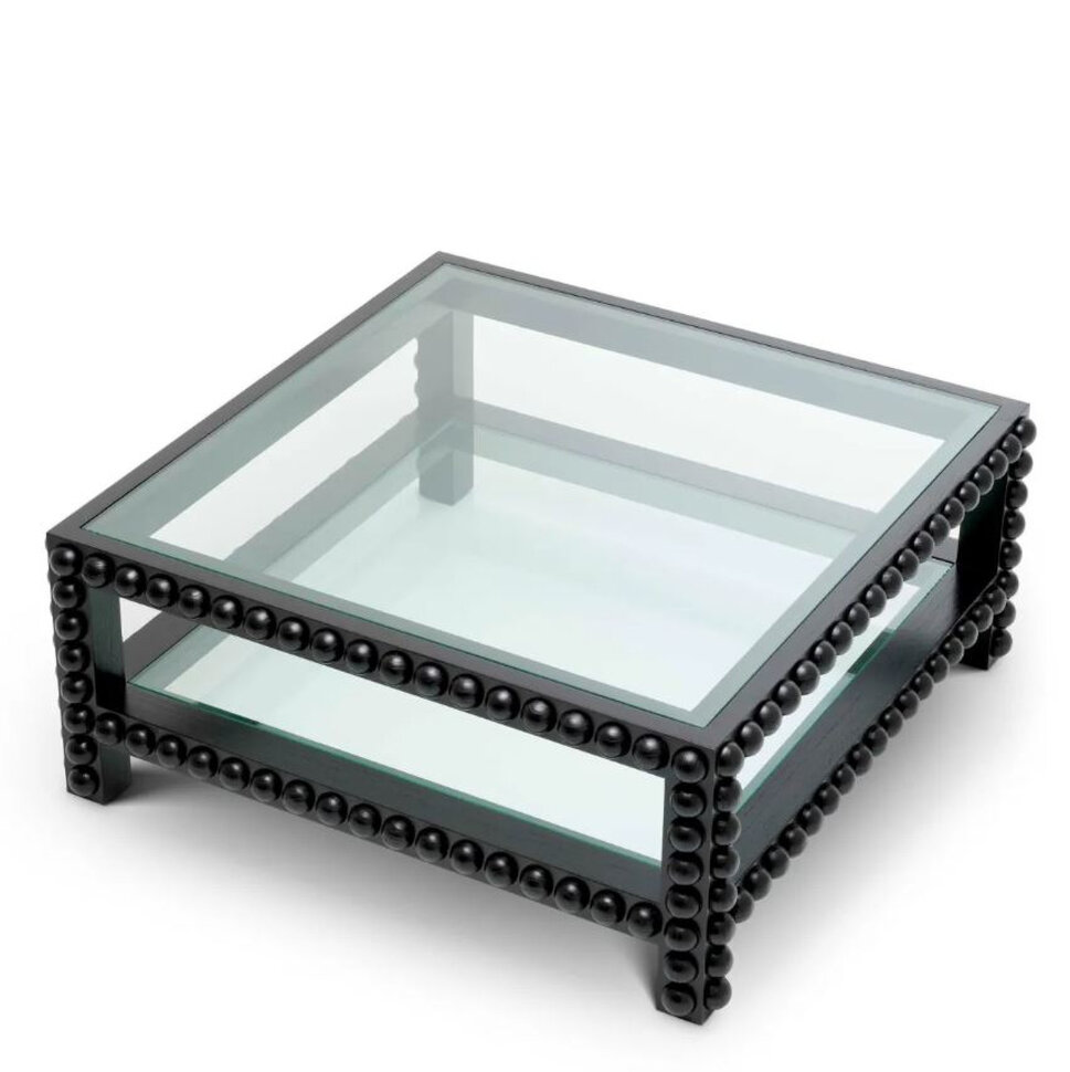 Журнальный столик Eichholtz Kenton 110 x 110 x h45,5 см, чёрное дерево, стекло - материал