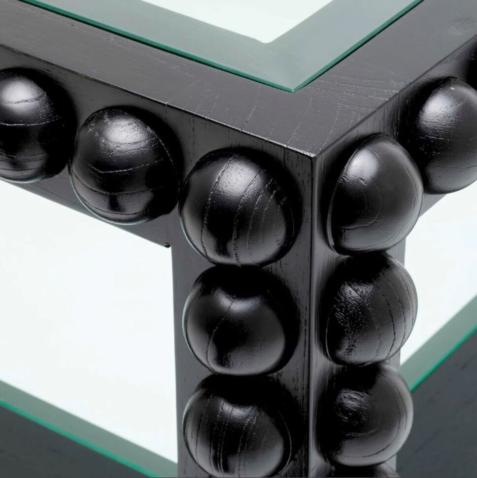 Журнальный столик Eichholtz Kenton 110 x 110 x h45,5 см, чёрное дерево, стекло - стиль