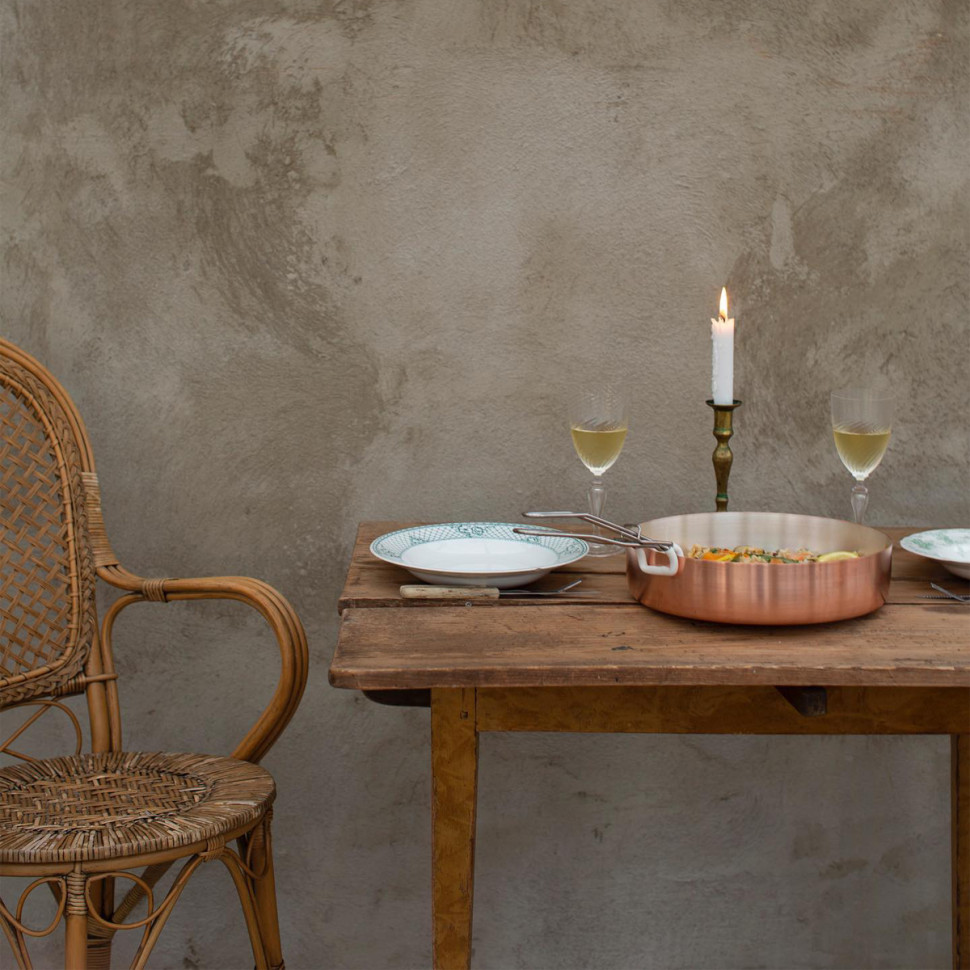 Сковорода медная с серебряным покрытием низкая KNIndustrie, D28 см, медь