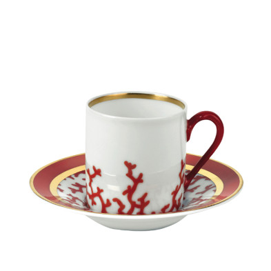 Блюдце к чашке для кофе Raynaud Cristobal Rouge, диаметр 13 см, белый, красный, фарфор