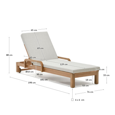 Шезлонг La Forma Sonsaura 198 x 74 x h33 см, из массива эвкалипта