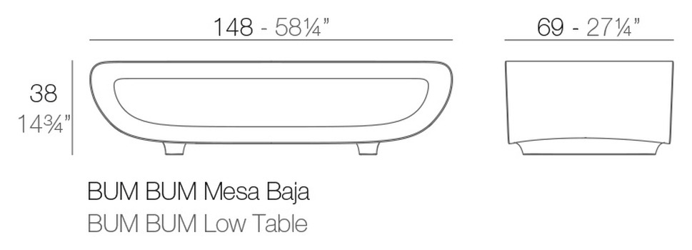 Размеры Журнальный стол Vondom Bum Bum