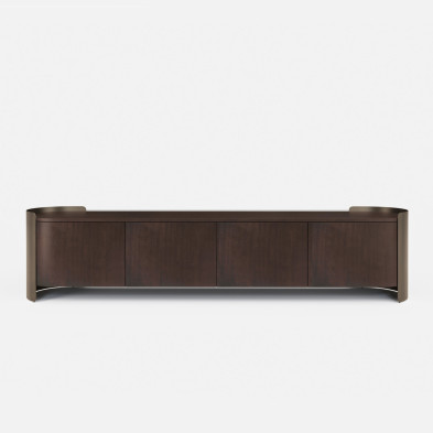 Тумба под ТВ Fratelli Barri Melfi 200 x 45 x h50 см, дымчатый шпон ореха, матовая латунь