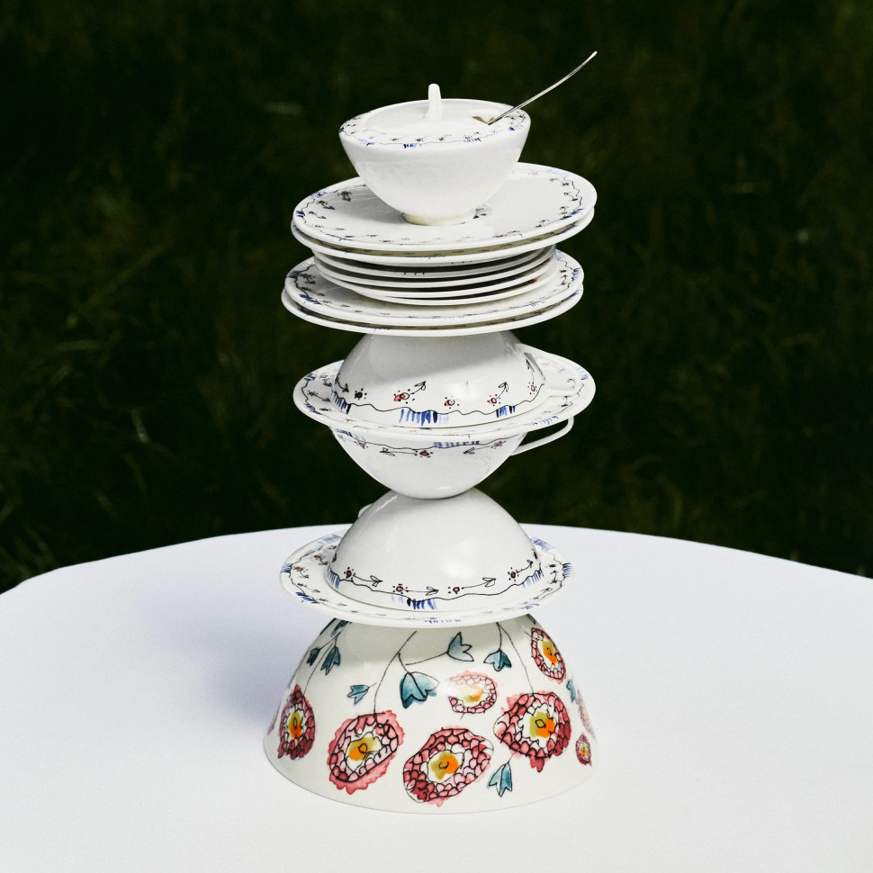 Сахарница Serax Midnight Flowers, диаметр 10 x h7,5 см, синий, фарфор