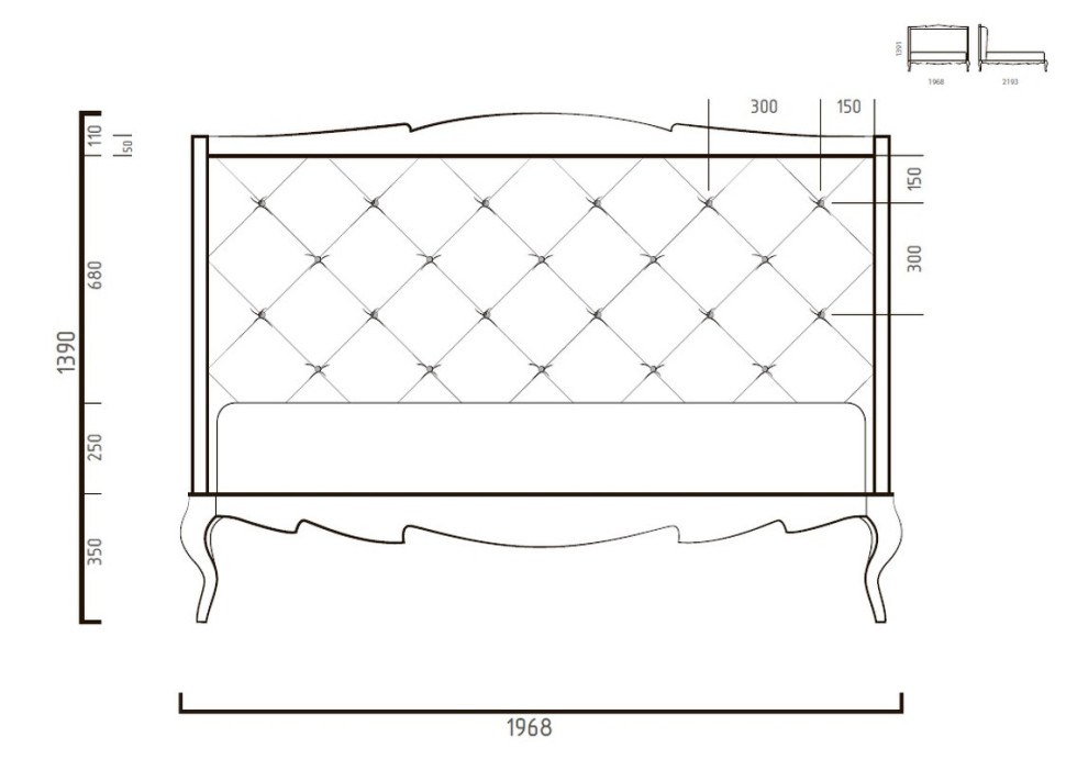 Кровать с решёткой Fratelli Barri Venezia 197 x 220 x 140h nc65648