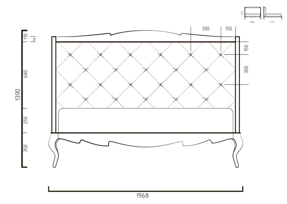 Кровать с решёткой Fratelli Barri Venezia 197 x 220 x 140h nc65648