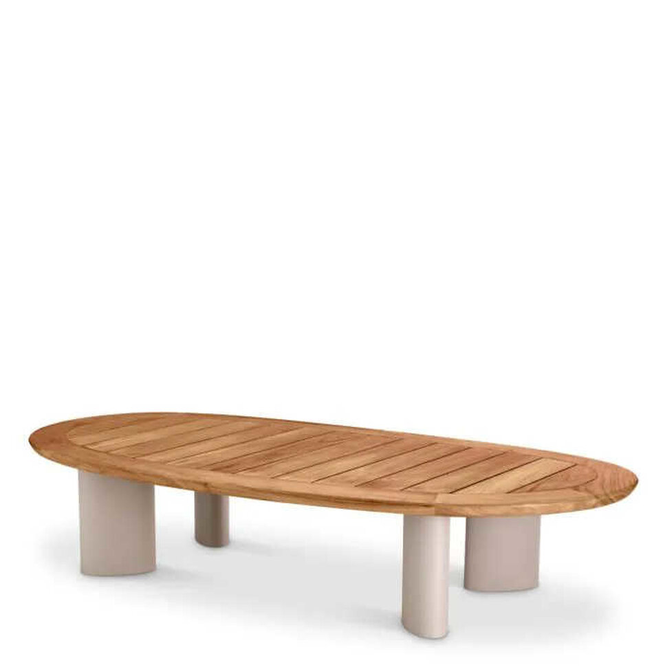 Журнальный столик Eichholtz Free Form 170,5 x 85 x h34,5 см, столешница из тика, песочные ножки