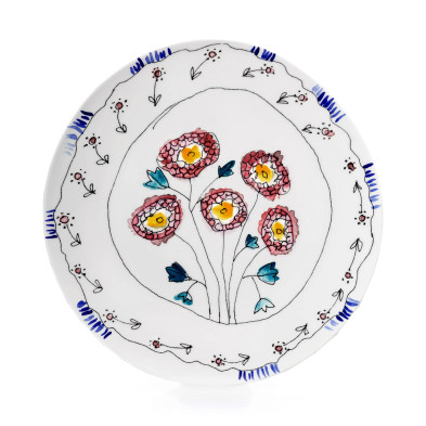 Комплект из двух сервировочных тарелок Serax Midnight Flowers, диаметр 31 см, белый фарфор с рисунком