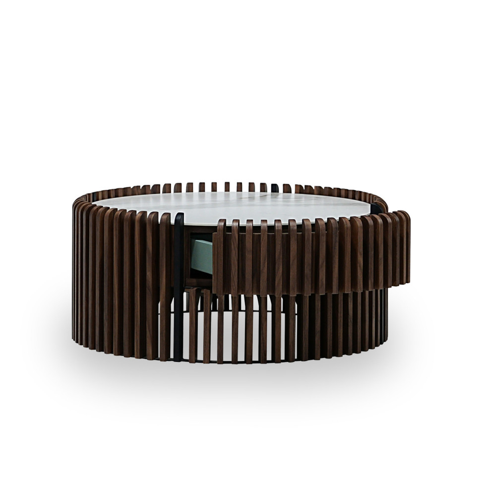 Журнальный столик Mod Interiors Tishina by Сергей Трегубов, диаметр 80 x h35 см, шпон ореха - материал