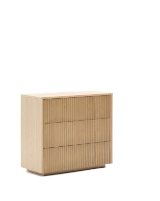 Комод La Forma Helvine 90 x 50 x h79 см, с тремя ящиками, из дубового шпона и закалённого стекла