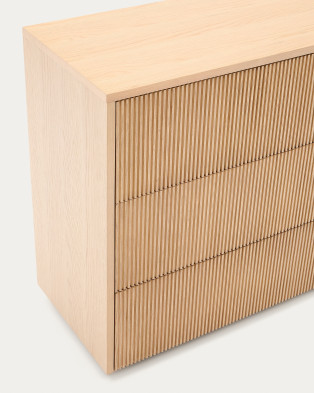 Комод La Forma Helvine 90 x 50 x h79 см, с тремя ящиками, из дубового шпона и закалённого стекла