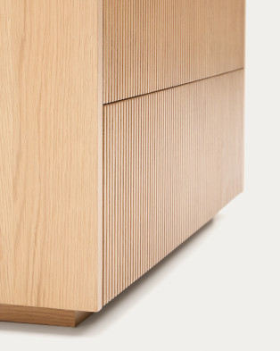 Комод La Forma Helvine 90 x 50 x h79 см, с тремя ящиками, из дубового шпона и закалённого стекла