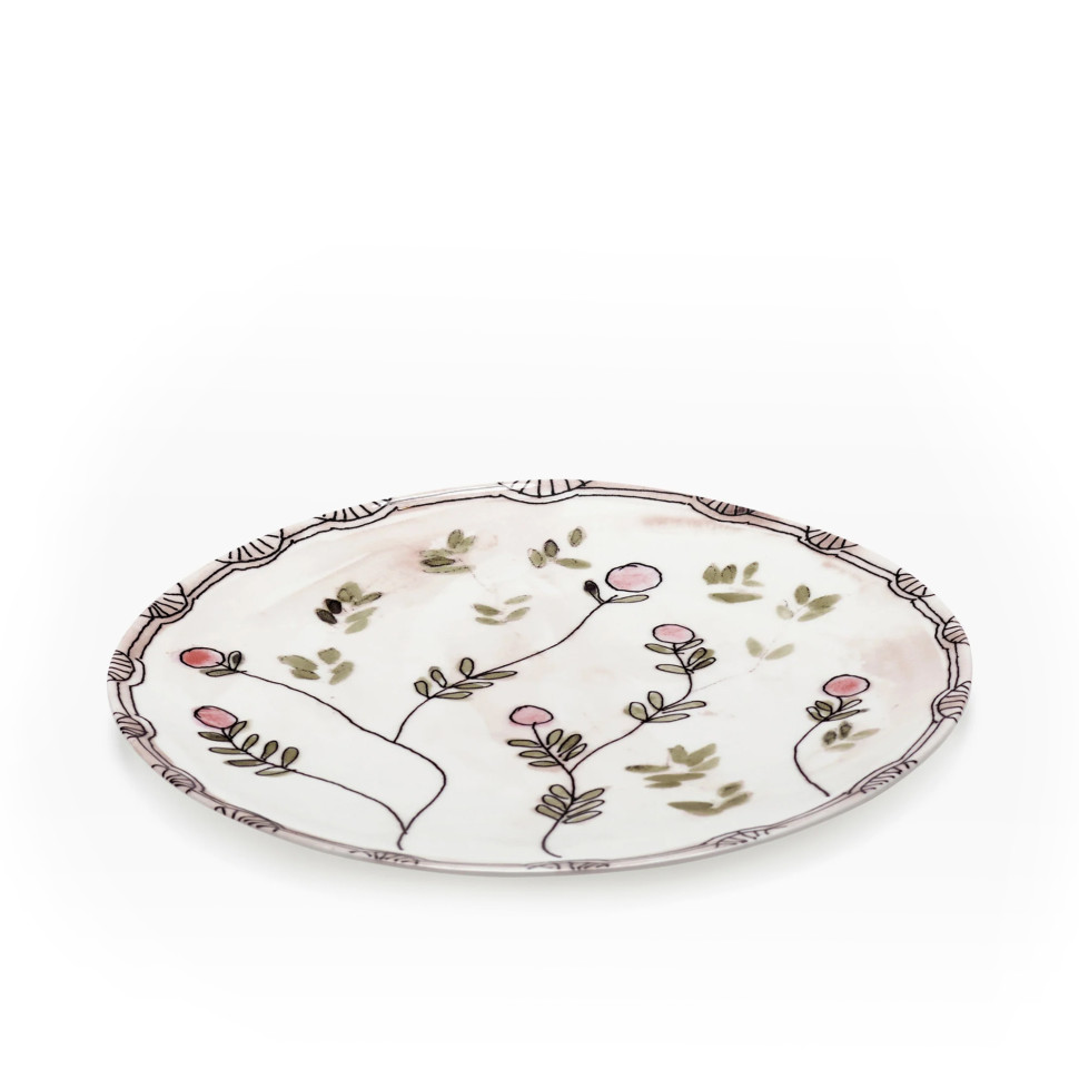 Комплект из 2-х тарелок для закусок, салата Serax MIDNIGHT FLOWERS, диаметр 24 см, розовый, фарфор