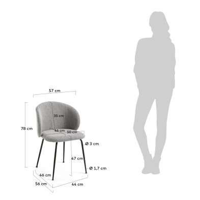 Стул La Forma Minna 57 x 56 x h78 см, серый