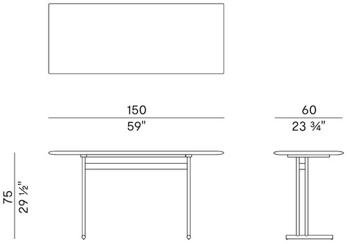 Размеры Письменный стол Potocco Graphic 955/SCR