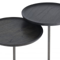 Приставные столики, комплект из 2 штук Eichholtz Tables And Desks диаметр 35 x h56 см и диаметр 35 x h50,5 см, сталь, мрамор, дерево Минди
