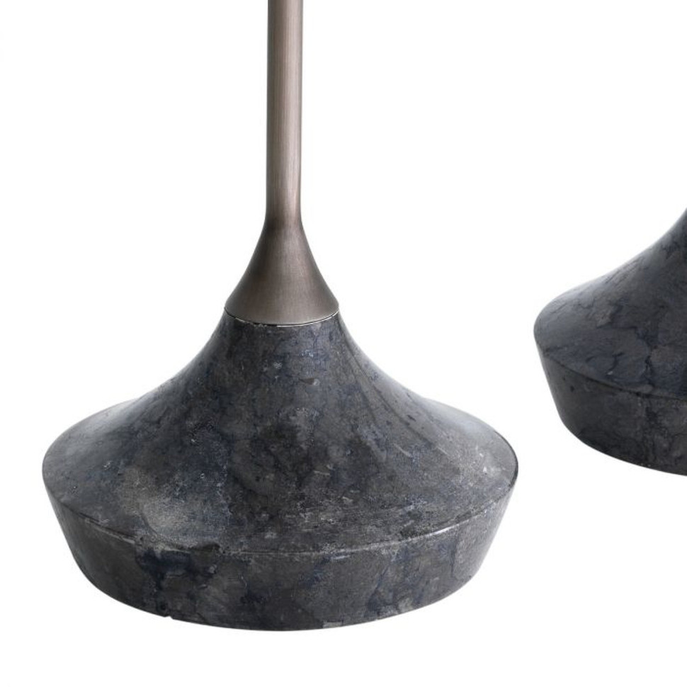 Приставные столики, комплект из 2 штук Eichholtz Tables And Desks диаметр 35 x h56 см и диаметр 35 x h50,5 см, сталь, мрамор, дерево Минди