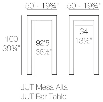 Размеры Журнальный стол Vondom Jut Bar