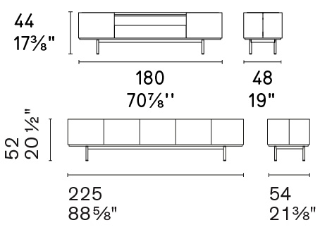 Размеры Мебель для ТВ Calligaris Lake CS6076-2/7