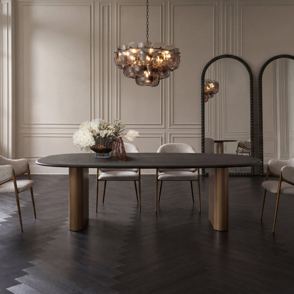 Обеденный стол Fratelli Barri Bono 240 x 120 x h76 см, натуральный шпон вяза и латунь