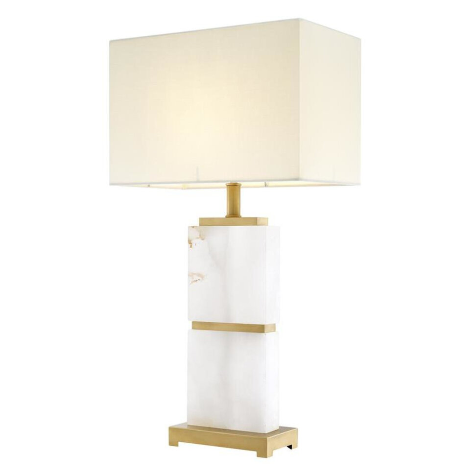 Настольная лампа Eichholtz Robbins 39 x 38,5 x h71,5 см, белый абажур, матовая латунь и алебастр