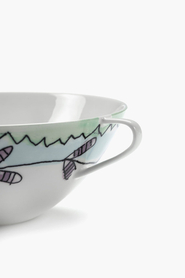 Бульонница Serax MIDNIGHT FLOWERS, диаметр 18 см, Белый, Рисунок, Фарфор