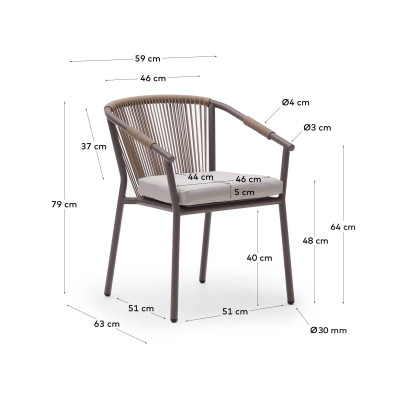 Садовый стул La Forma Xelida 59 x 63 x h79 см, коричневый шнур