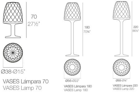 Размеры Светильники Vondom Vases